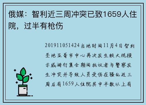 俄媒：智利近三周冲突已致1659人住院，过半有枪伤