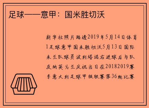足球——意甲:国米胜切沃